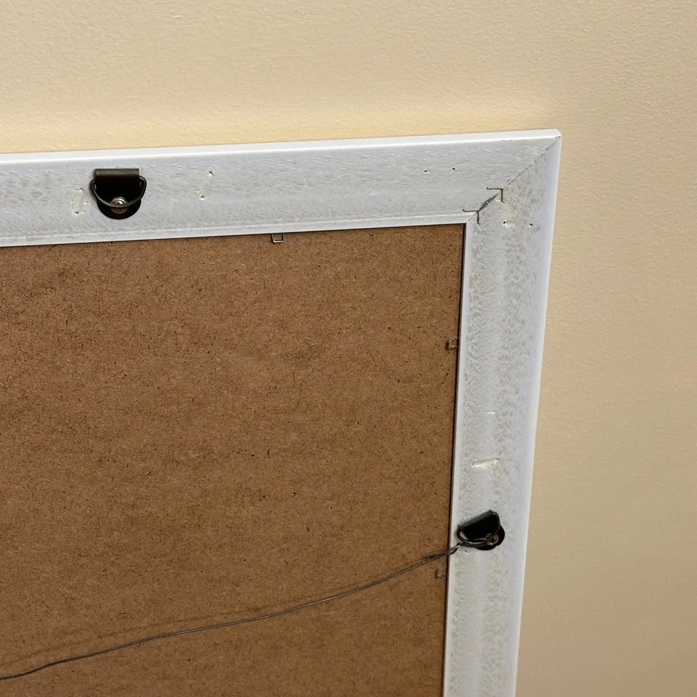 White Framed Wall Mirror 16x20 Rectangle Hanging Home Decor Vanity Preowned